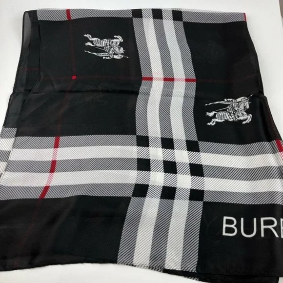 Burberry Black Check Silk Scarf - Picture 1 of 8
